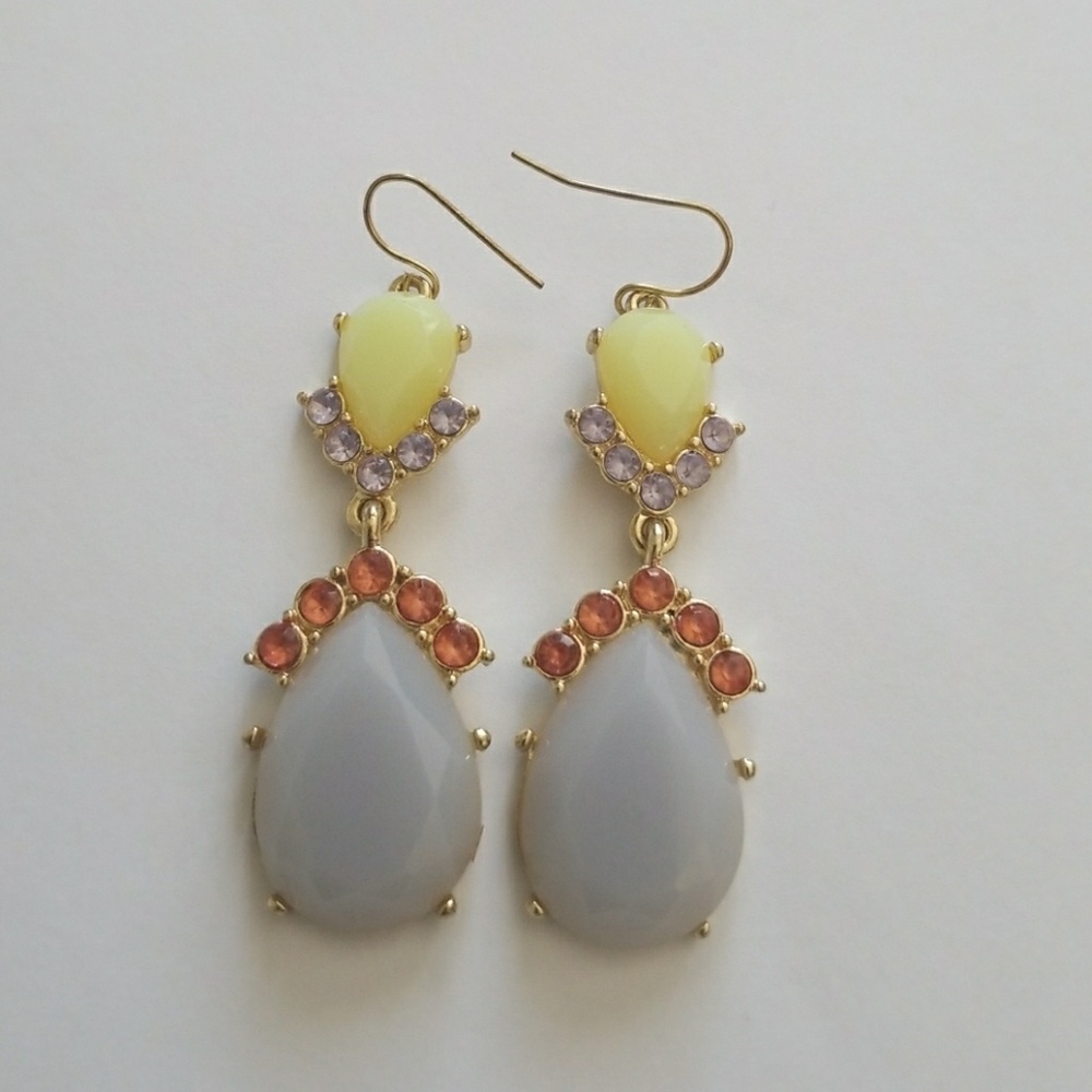 NEW Pale Blue and Yellow Rhinestone Earrings